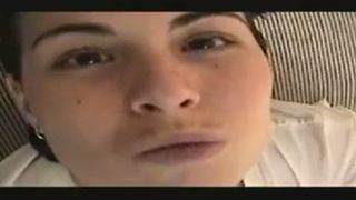 Beautiful girl sitting naked on a homemade toilet