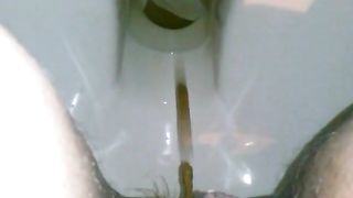 Sexy amateur wife peeing and pooping in close up