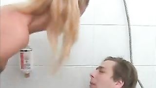 Young blonde Bulgarian babe peeing on her boyfriend