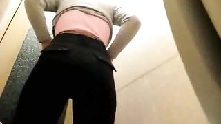 Hidden camera caught a sexy blonde teen shitting