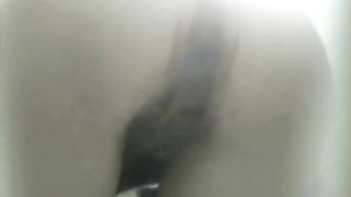 Hairy college girl using a public bathroom to take a shit