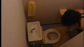 Tokyo girl pooping in public bathroom