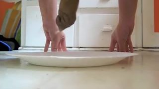 Sexy wife dropped a huge turd on a plate