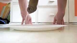 Sexy wife dropped a huge turd on a plate