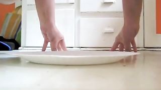 Sexy wife dropped a huge turd on a plate