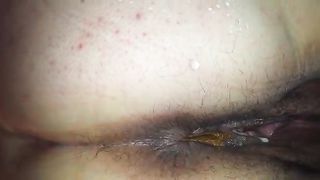 Fat creampied wife pooping long turd
