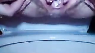 Creampied wife peeing and shitting in toilet