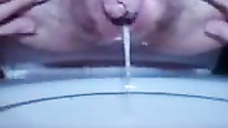 Creampied wife peeing and shitting in toilet