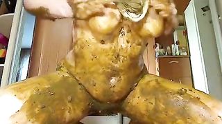 Russian wife masturbating with her own poop