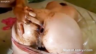 Lesbian girls fisting each other with scat