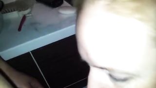 Amateur blonde teen sucking shitty dick