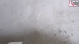 Young Asian girl pooping in public