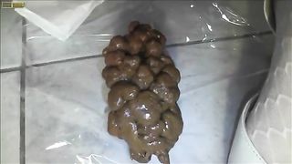 Sexy half naked teen pooping