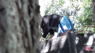 Sexy teen peeing while standing in public