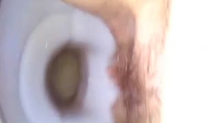 Creampied hairy woman peeing