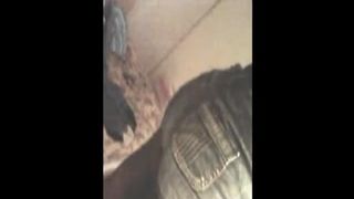 Black girl pooping in her tight shorts