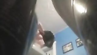 Hidden camera caught a skinny college girl pooping