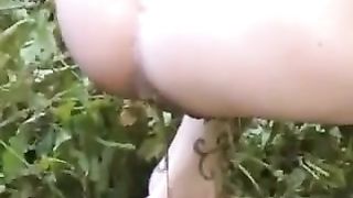 Tattooed blonde peeing and pooping