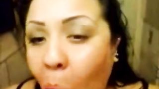 Chubby milf eating poop