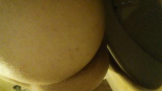 Naked girlfriend pooping in toilet