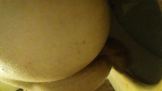 Naked girlfriend pooping in toilet