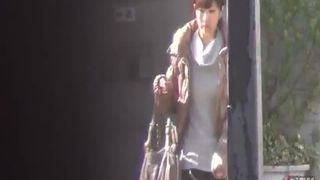 Japanese teen peeing while standing