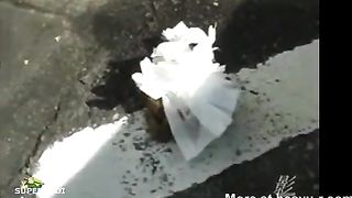 Japanese babe caught shitting outdoor