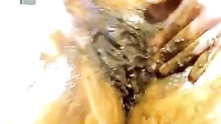Amateur milf masturbating with shit