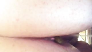 Busty American granny pooping in close up