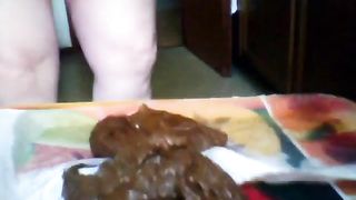 Fat granny shitting while spreading butt cheeks