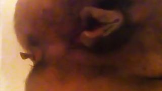 Hairy babe shitting in close up