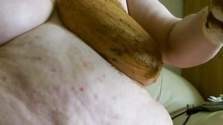 BBW babe smearing shit on her tits