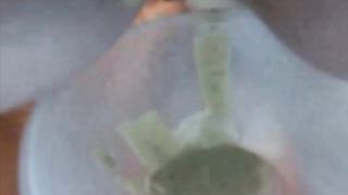 Horny babe licking shit from her dildo