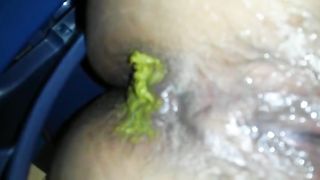 Salvadorian chick pooping in close up