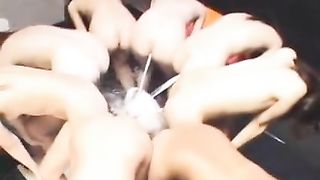 Milk enema on lucky Japanese teen