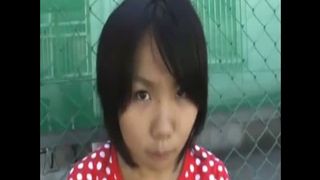 Pretty Asian college girl pooping in public