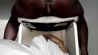 Black mistress pooping on her slave
