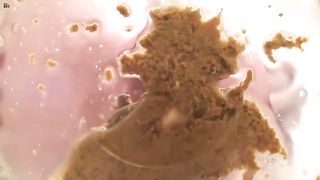 Spraying poop from her shaved ass