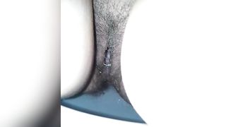 Hairy busty wife pooping in toilet