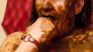 Dirty mature woman masturbating with poop