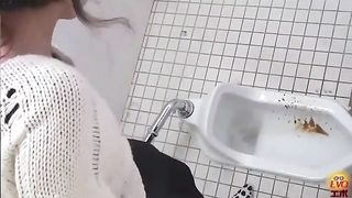 Mix of Asian girls pooping in public bathrooms for us