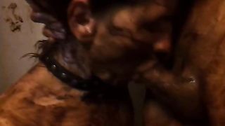 Mature woman sucking dick with poop