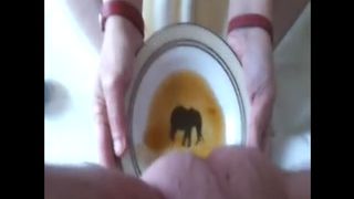 Smearing saved shit on her entire body