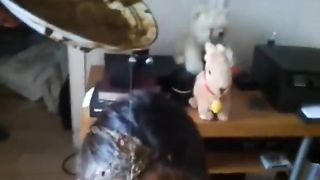 Smearing saved shit on her entire body