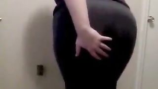 Wearing yoga pants while farting loud