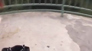 Hungarian girl pooping outdoor