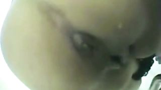 Constipated girl fingering shit out