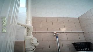 Sexy girl shitting in public bathroom