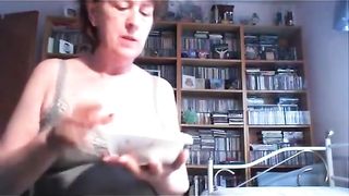 Milf eating poop while masturbating