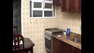 Blonde milf shitting on kitchen floor